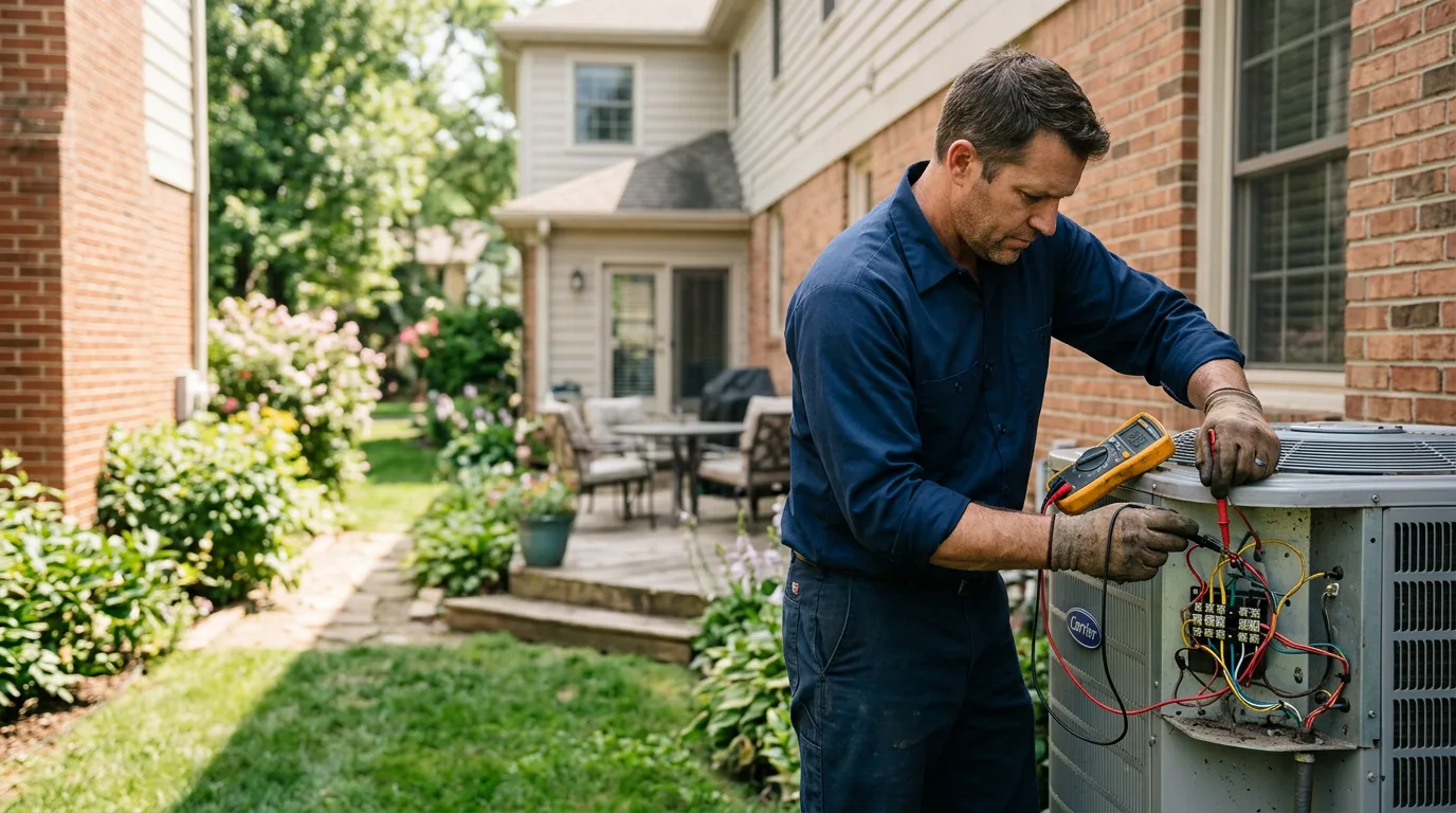 HVAC technician working near Portlandville, NY